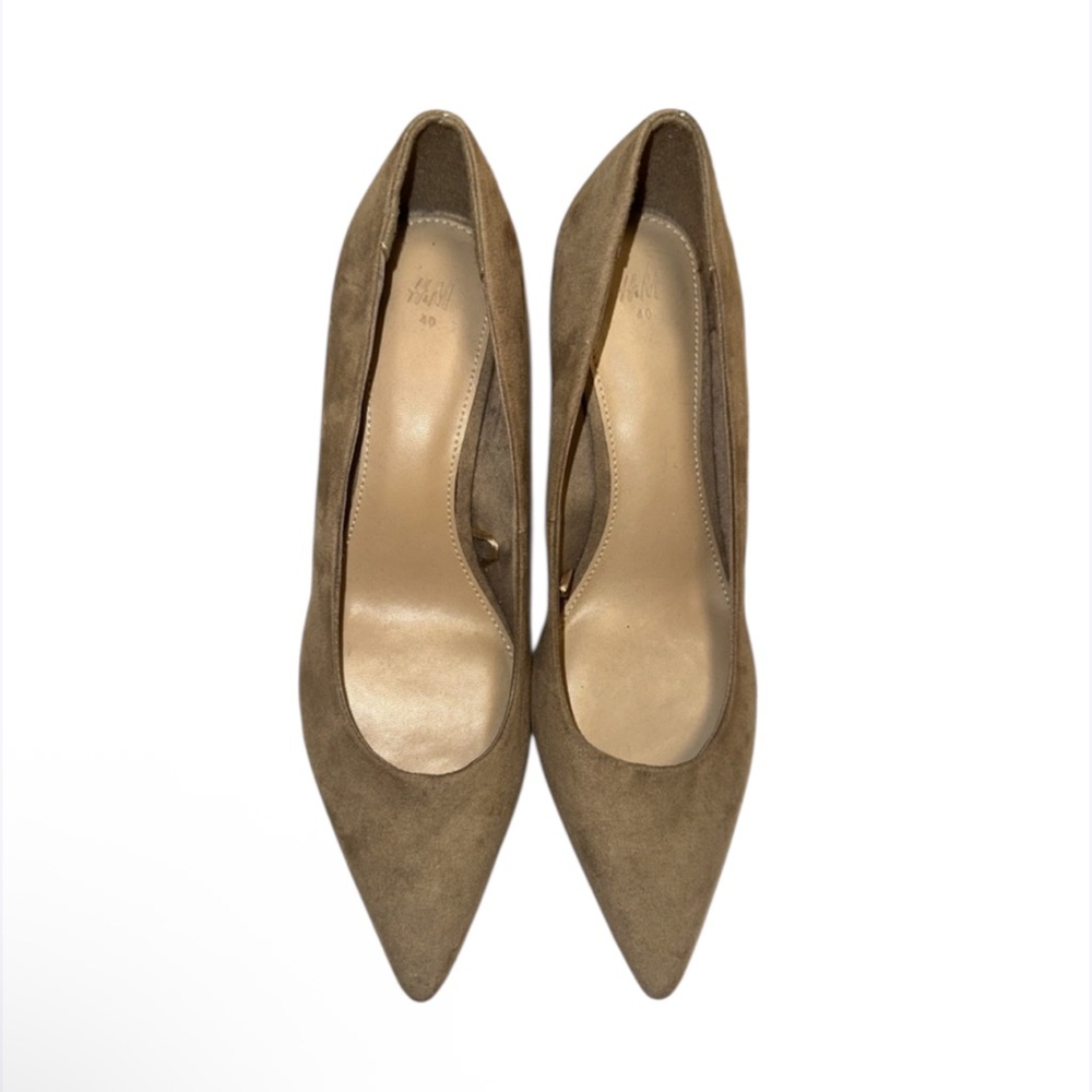 H M Women Heels‎ 9 Tan Suede Slip On Pointed Toe Classic Stiletto Pumps Shoes